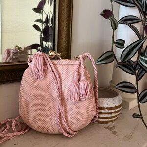 Judith Lieber pink karung evening mini bag
